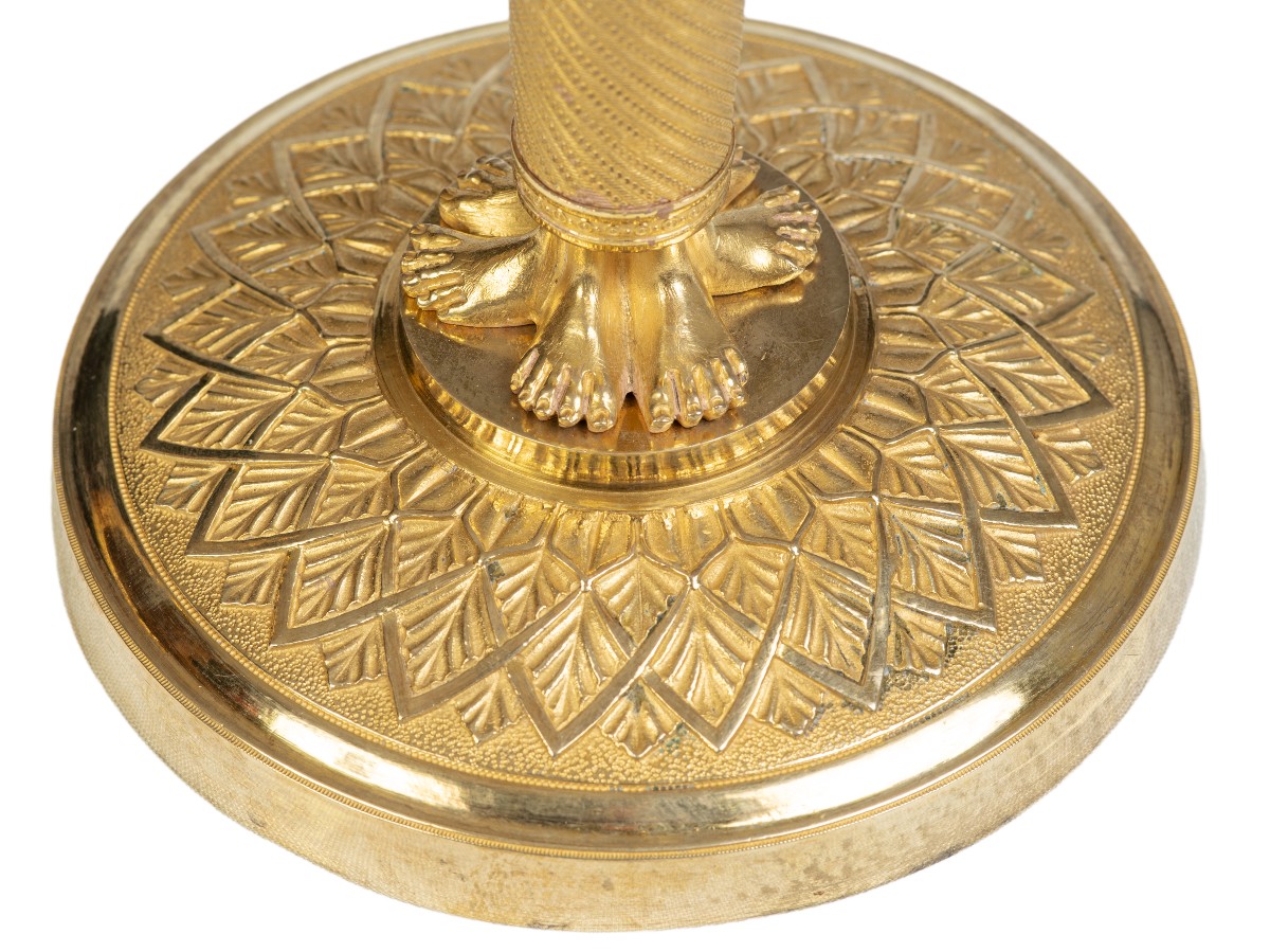 Pair Of Gilt Bronze Candlesticks Empire Period-photo-1