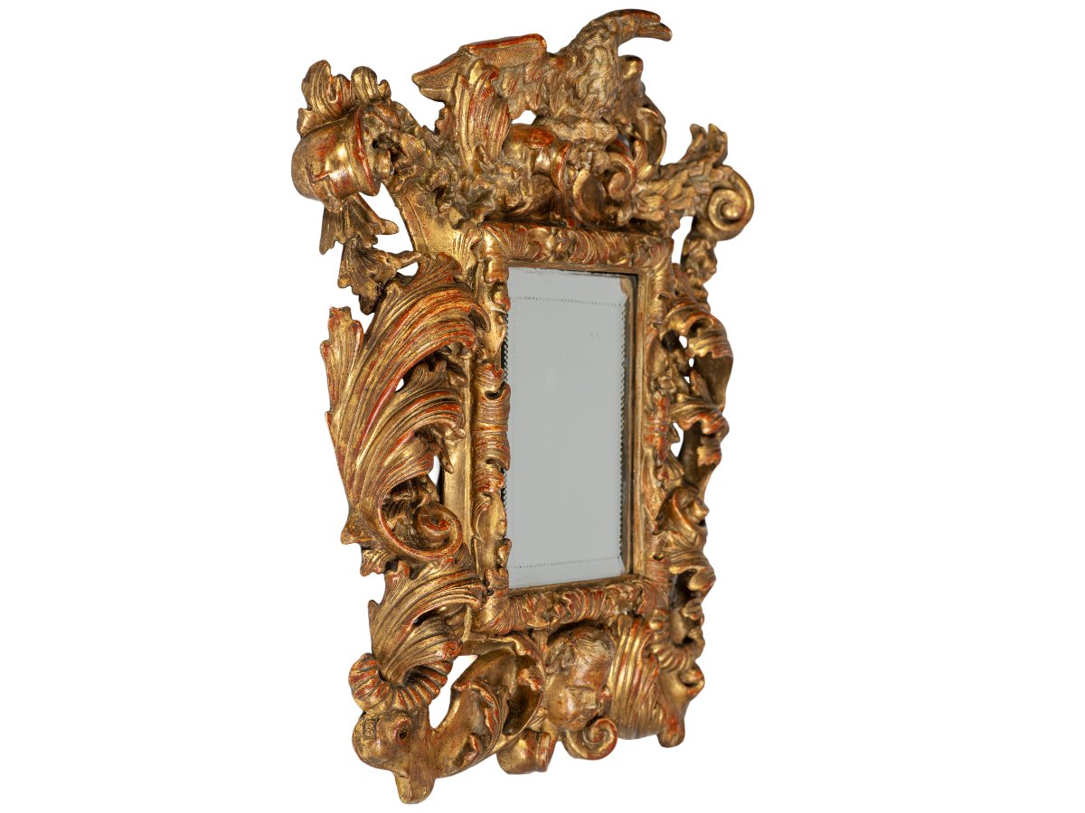 Miroir Italien en bois doré du XVIIe siècle.-photo-4