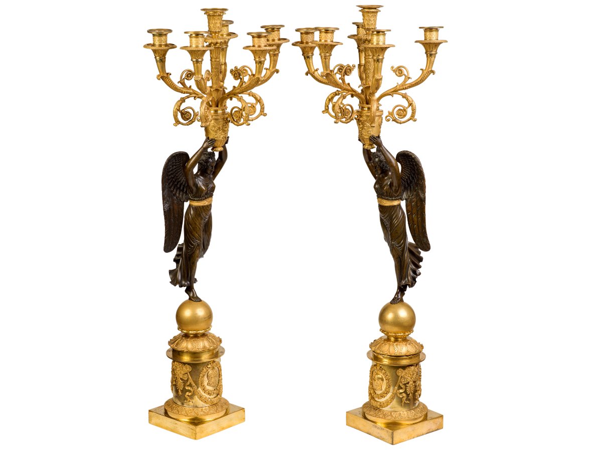 Pair Of Candelsticks  Empire Period-photo-2