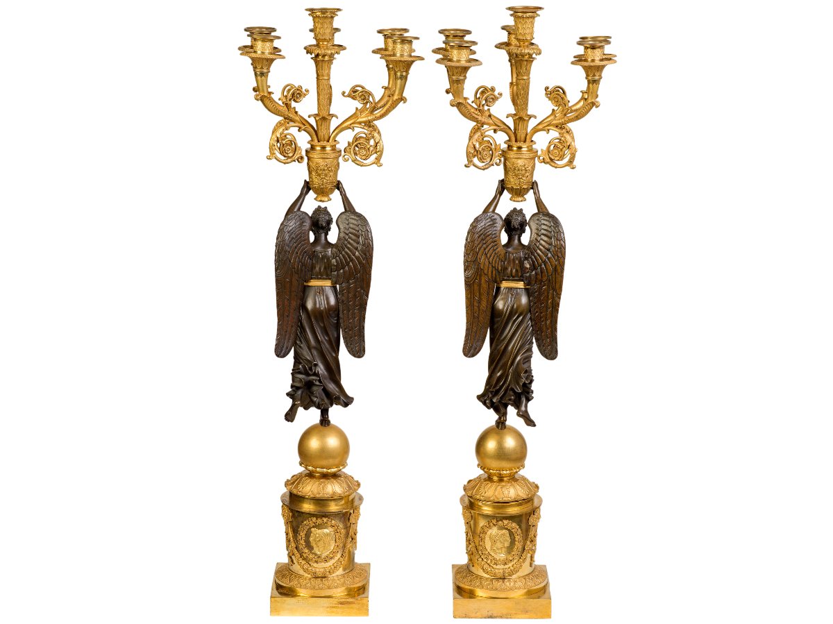 Pair Of Candelsticks  Empire Period-photo-3