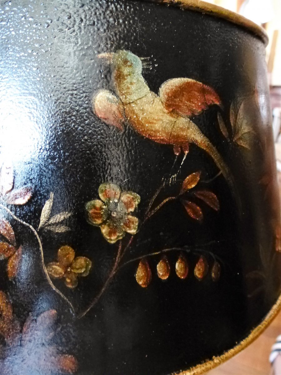Paire De Lampes Carcel En Tôle Peinte Et Bronze Doré  Epoque Empire-photo-5
