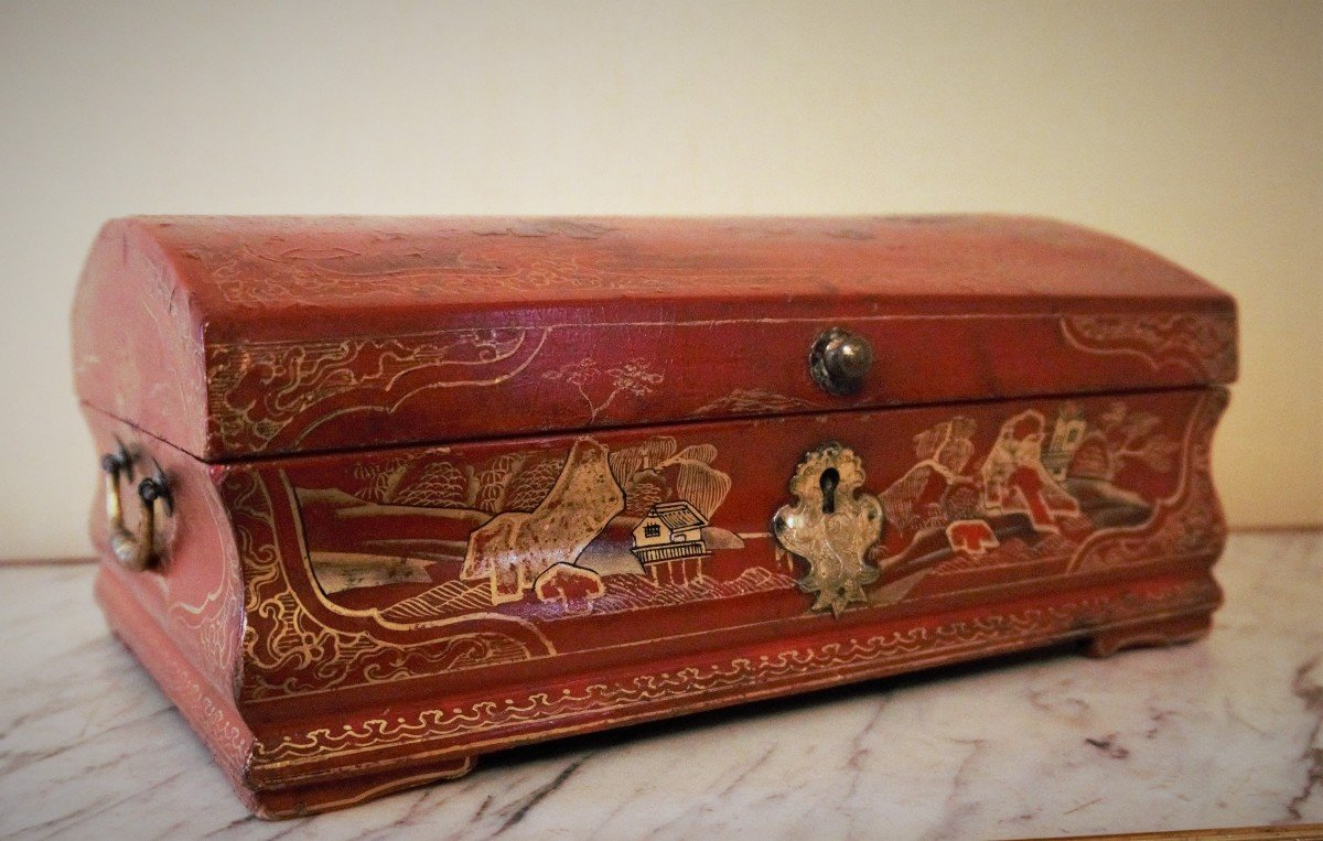 Coffret En Laque Rouge Epoque Louis XV-photo-2