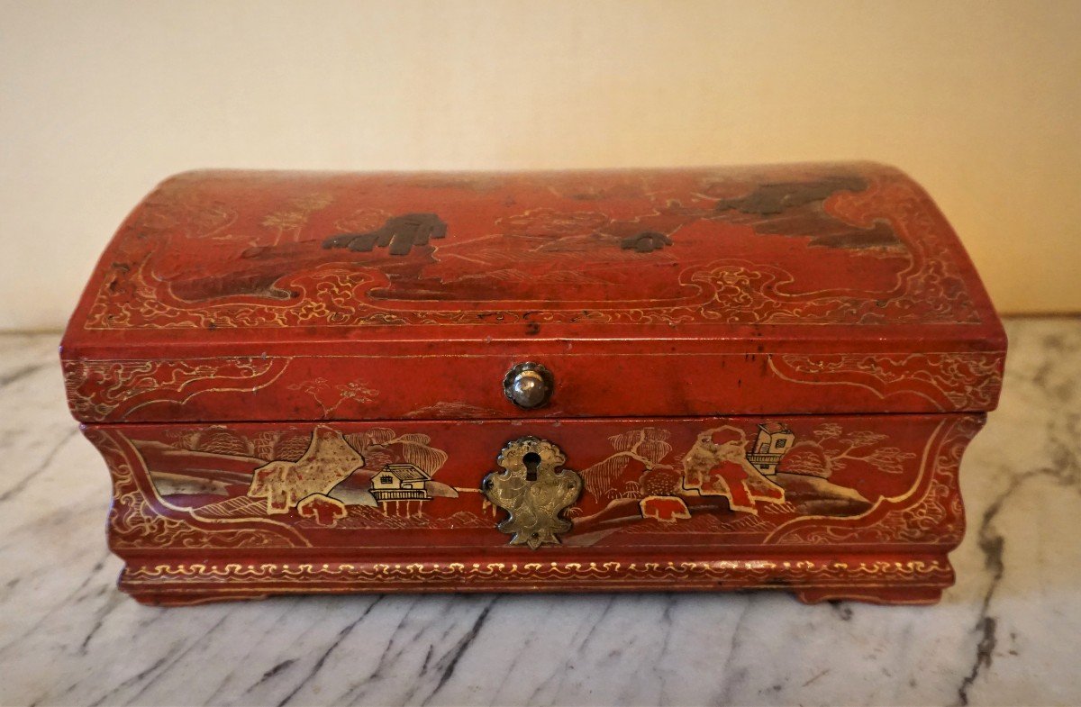 Coffret En Laque Rouge Epoque Louis XV-photo-5