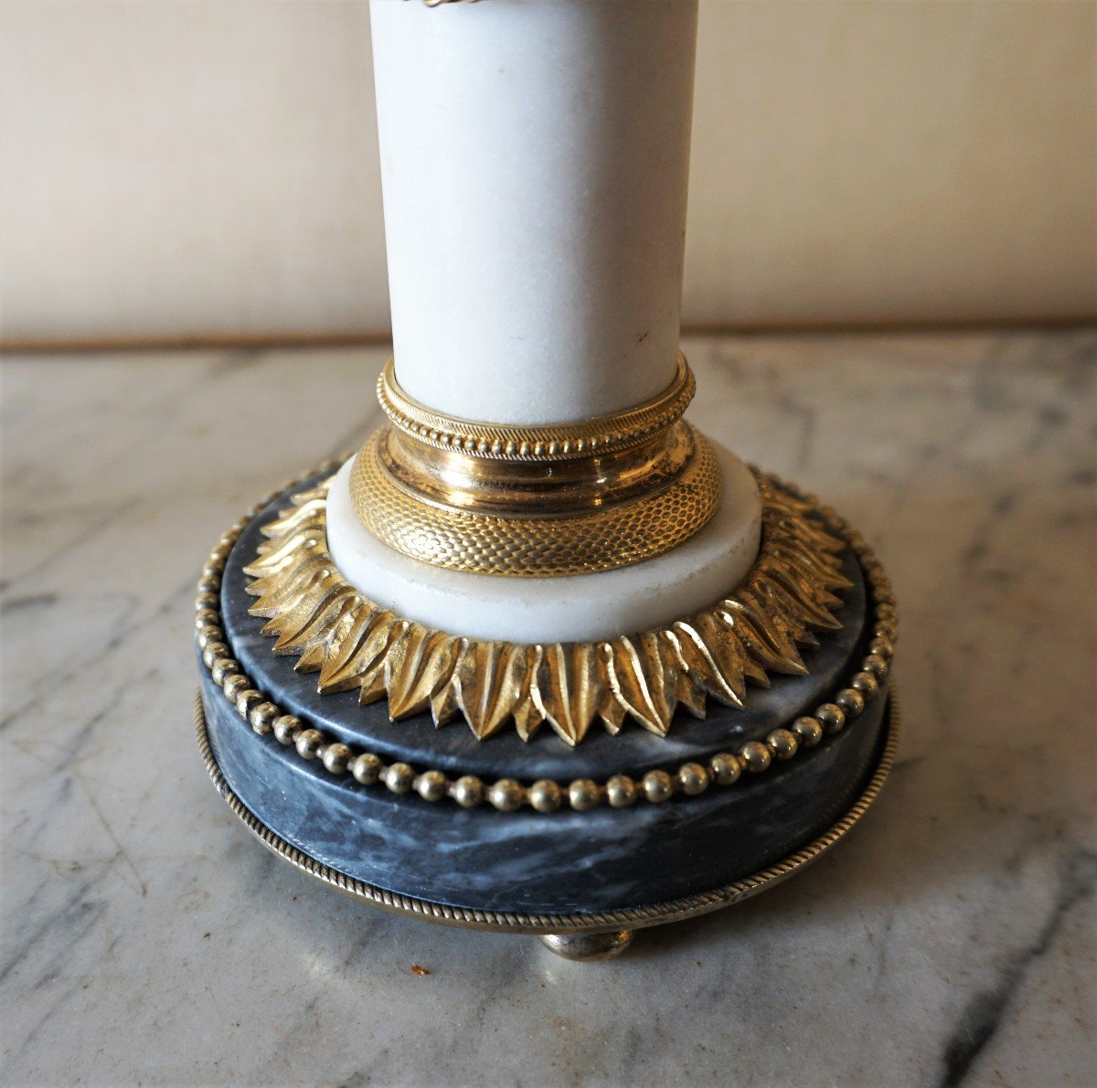 Pair Of Candlesticks In Marble And Gilt Bronze Louis XVI Period-photo-3