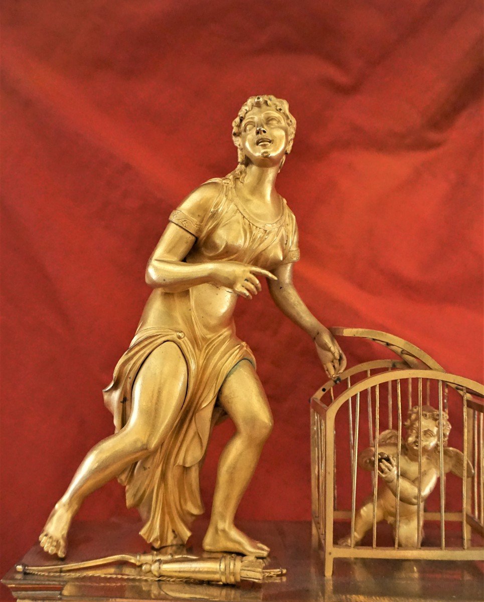 Pendule En Bronze Doré  Epoque Empire-photo-3