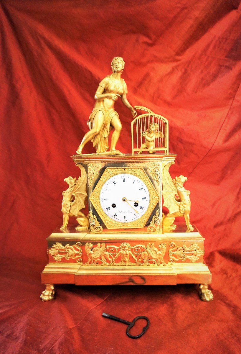 Pendule En Bronze Doré  Epoque Empire-photo-6