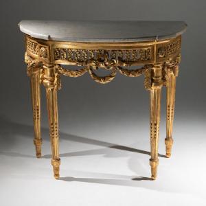 Console In Golden Wood Louis XVI Period