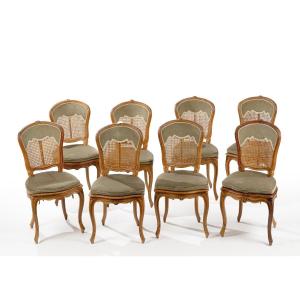 Suite Of Eight Cane Chairs Louis XV Period
