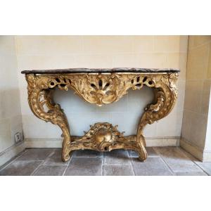 Console With Four Legs In Golden Wood Louis XV Period