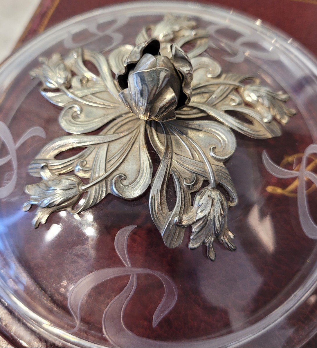 Boite Art Nouveau En Cristal Et Argent Massif Minerve -photo-1