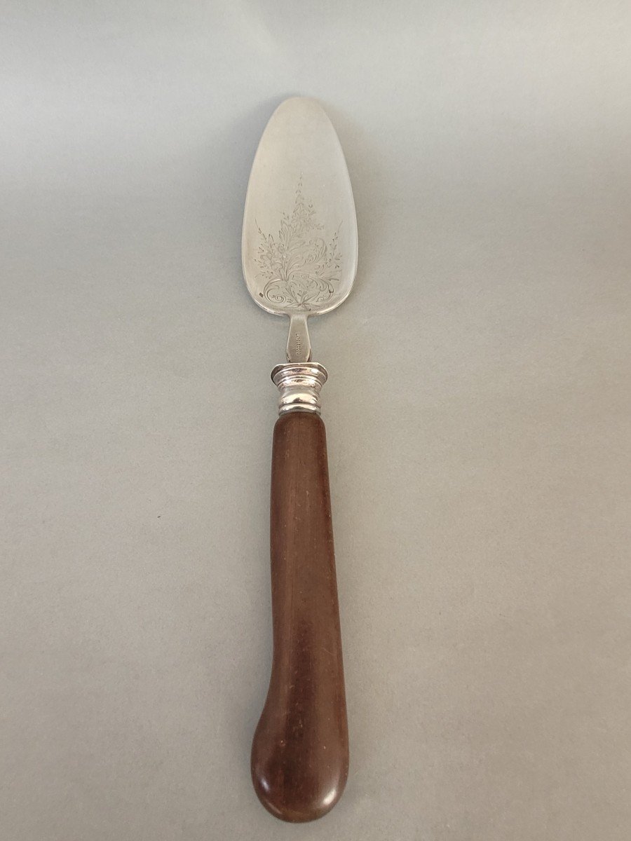 Large Sterling Silver And Rosewood Pie Server-photo-3