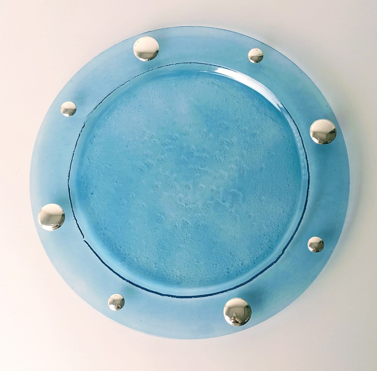 Plat En Verre Et Argent Massif -photo-2