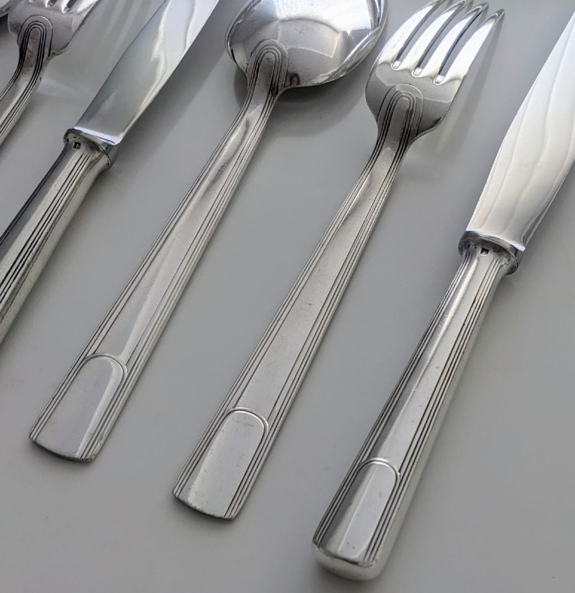 Christofle Gabon 112-piece Art Deco Cutlery Set 1933-photo-2