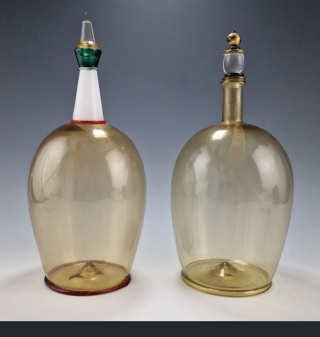 Ohira Yoichi 3 bouteilles en verre soufflé de murano datées 1988-photo-2