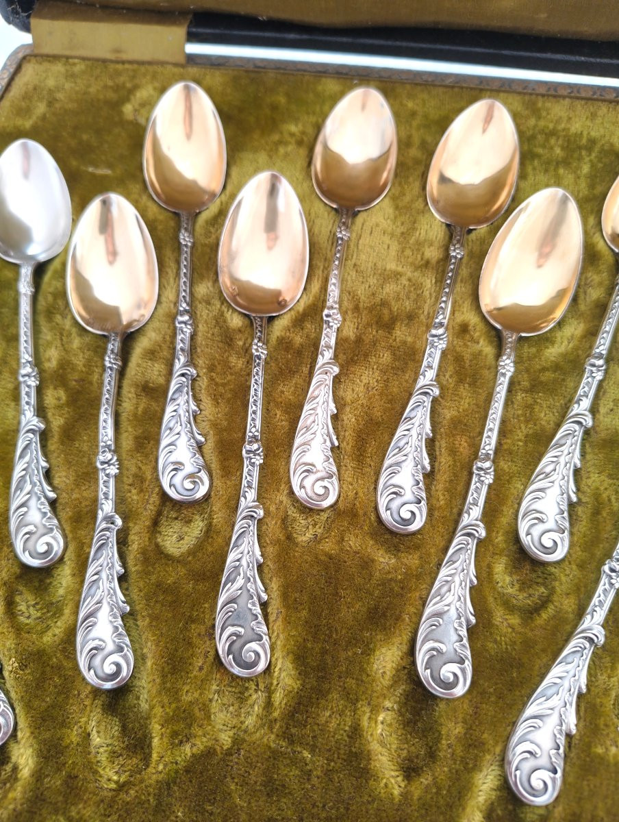 12 petites cuillères en argent massif du 19 eme siecle-photo-2