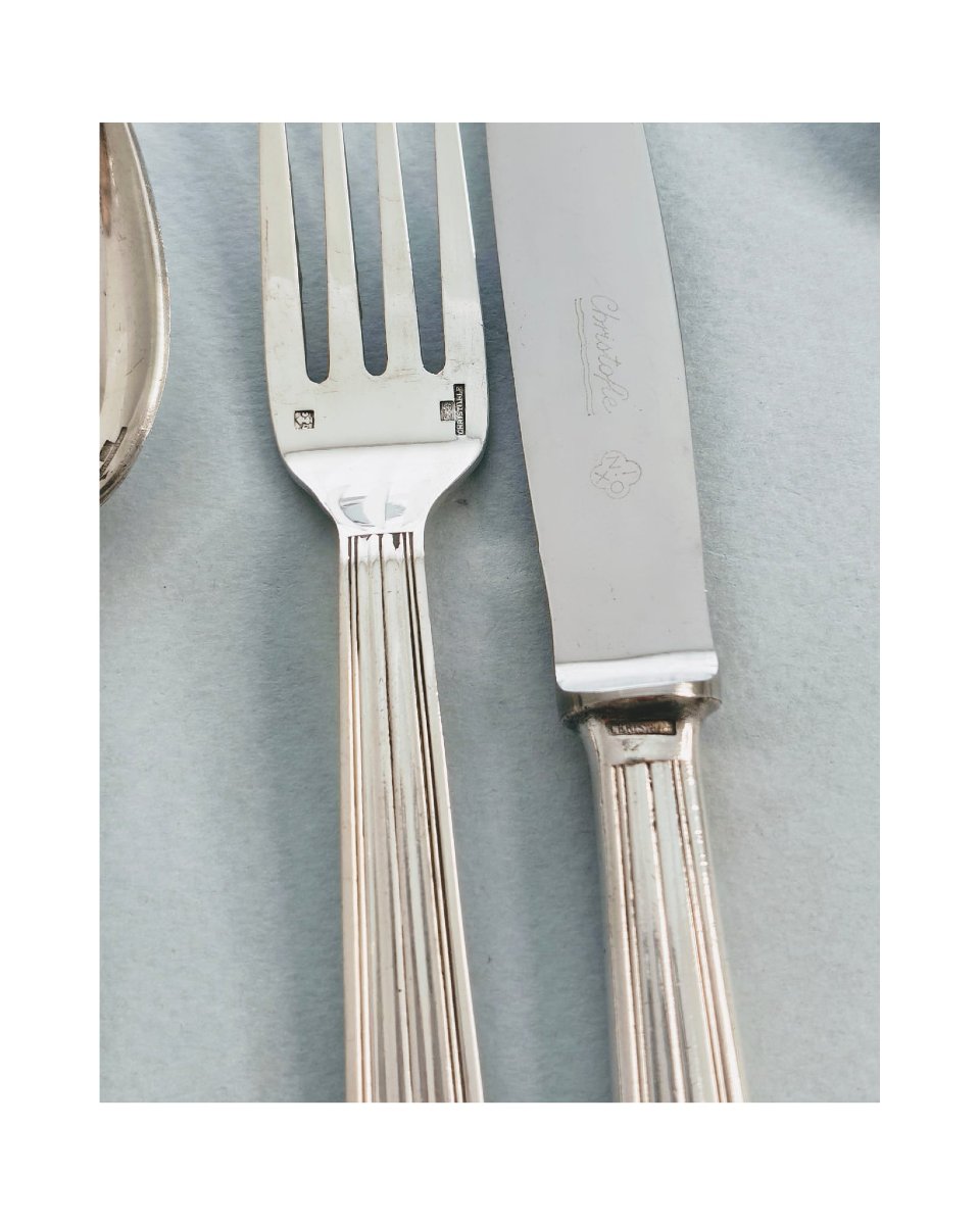 Christofle Mira ménagère art deco de 142 pièces  ondulation -photo-3