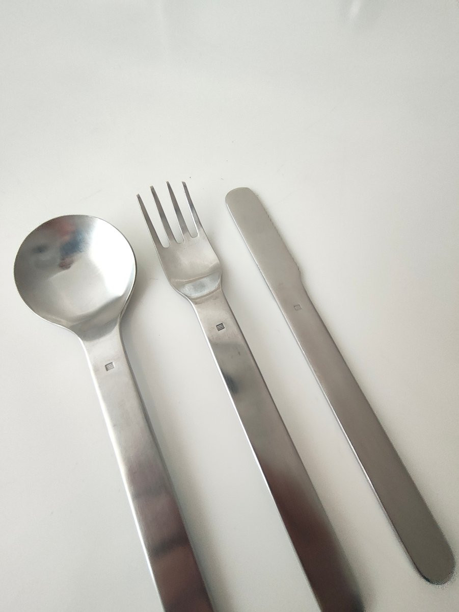 Roger Tallon Et Ravinet Denfert Ménagère 3t From 1967 - Brushed Steel 35 Pieces-photo-4