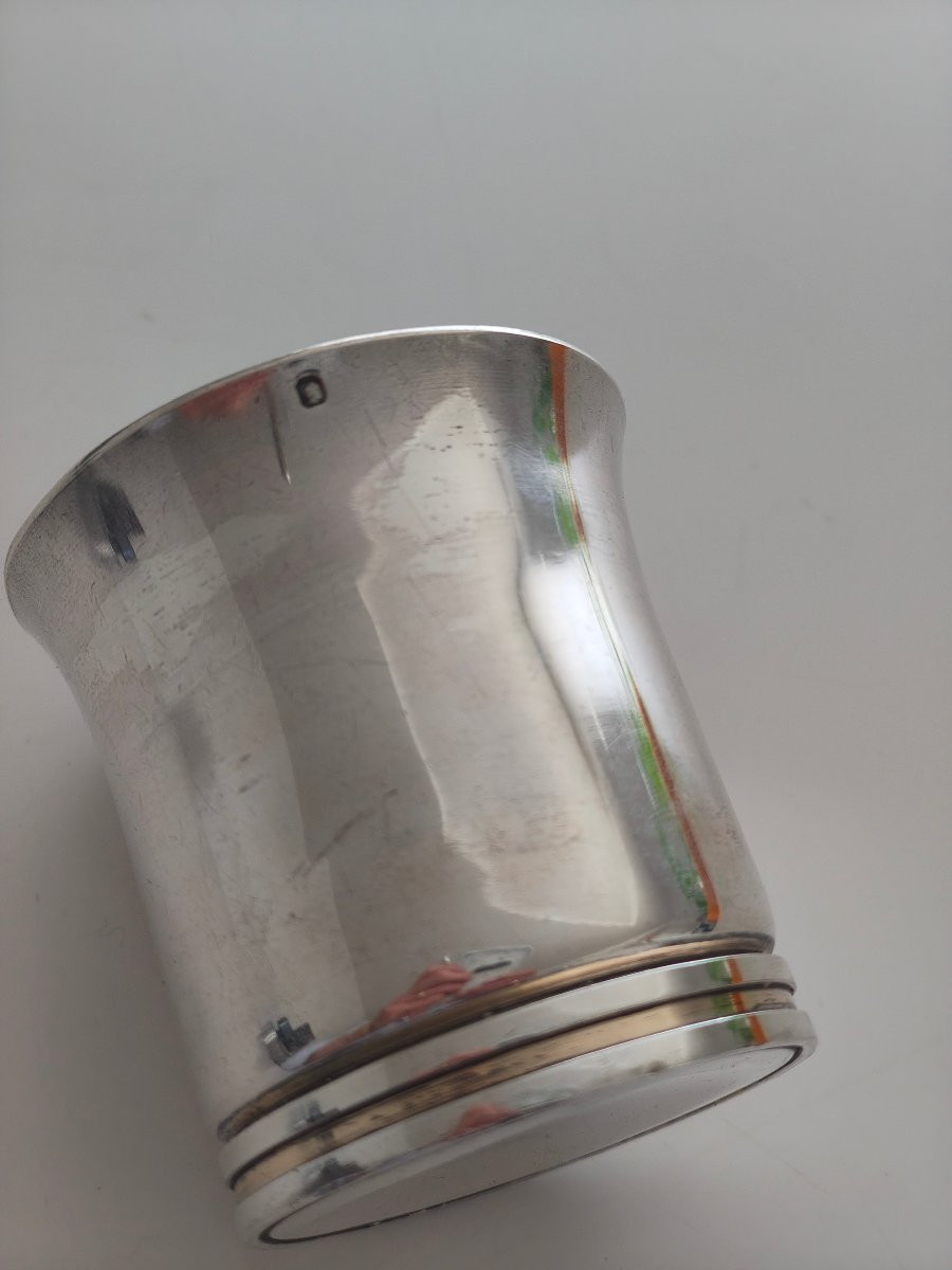 Puiforcat 1930 Modernist Art Deco Sterling Silver Timbale-photo-2