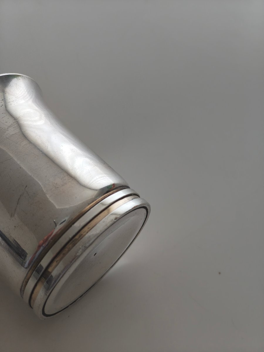 Puiforcat 1930 Modernist Art Deco Sterling Silver Timbale-photo-3