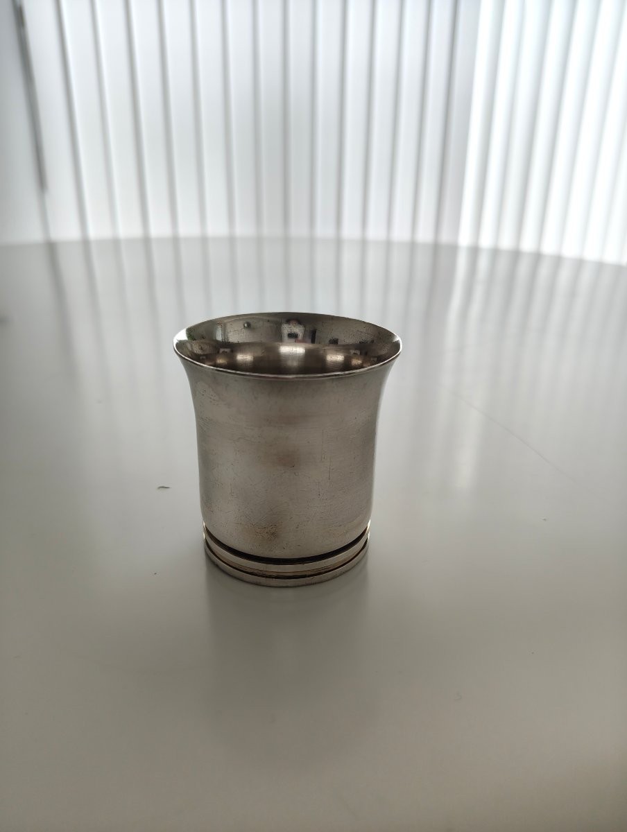 Puiforcat 1930 Modernist Art Deco Sterling Silver Timbale-photo-4