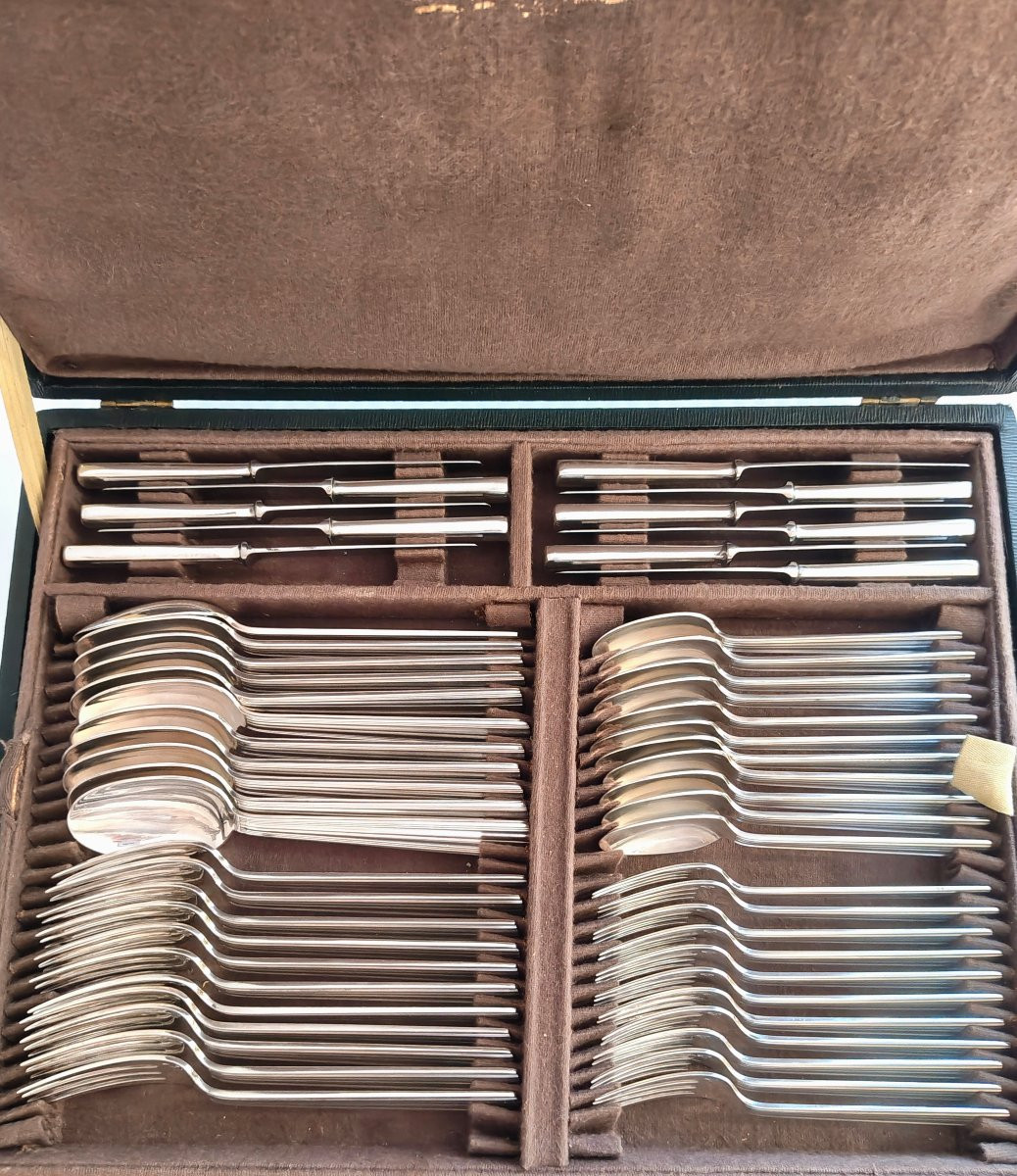 Christofle Mira ménagère art deco de 119 pièces  ondulation -photo-7