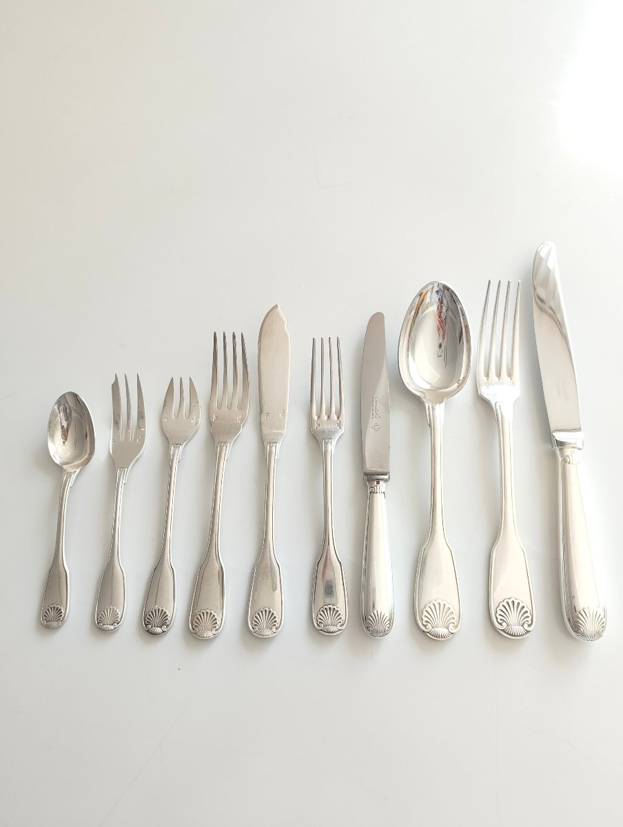 Christofle 233-piece Silver-plated Metal Ménagère Shell-photo-2