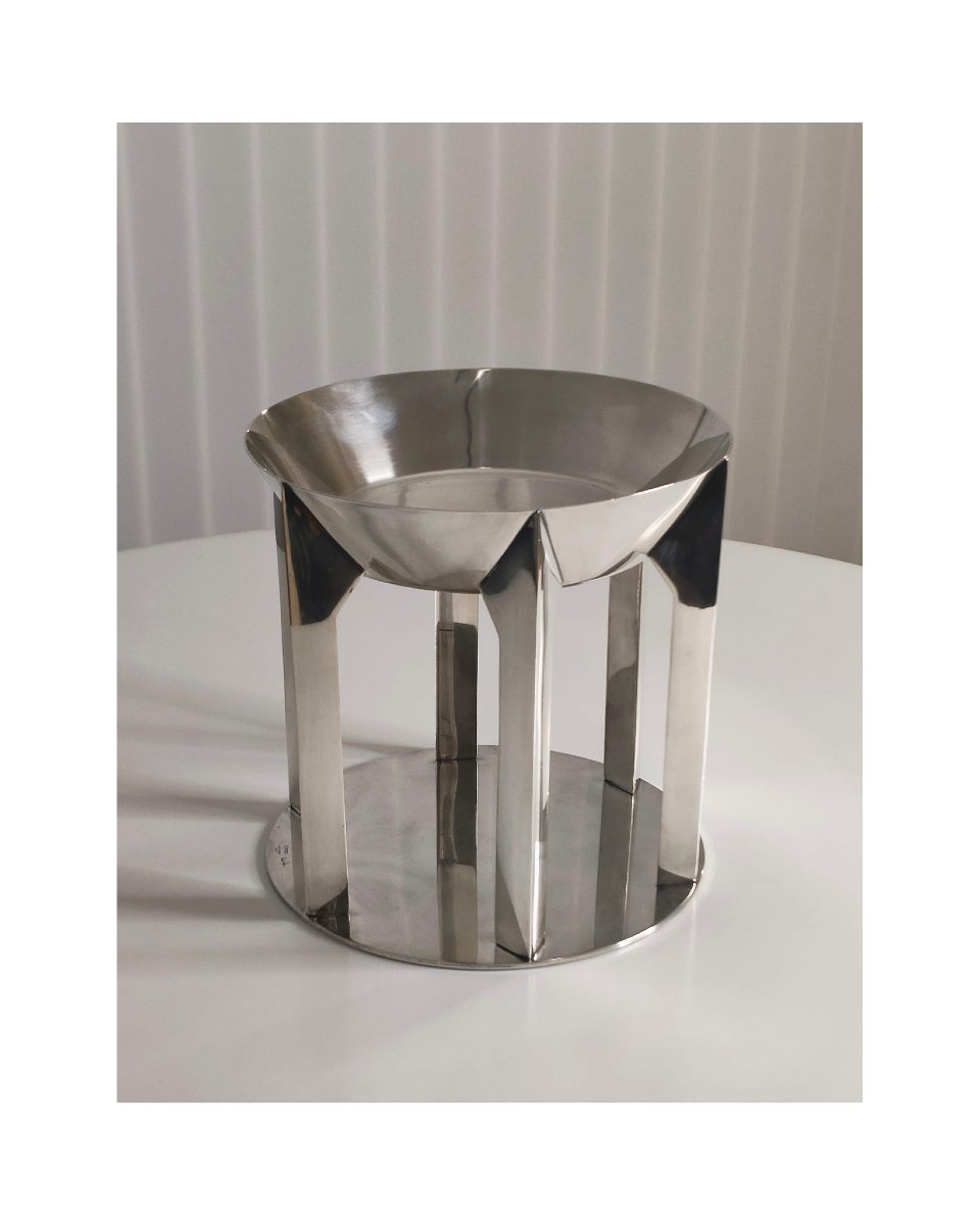 Emilio Ambasz Modernist Centerpiece Circa 1990 In Silver-plated Metal-photo-3