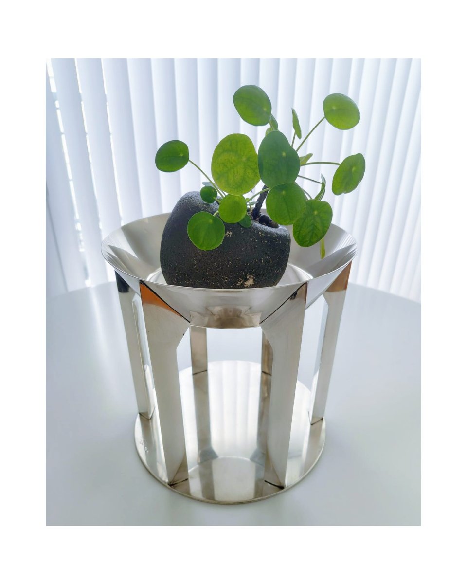 Emilio Ambasz Modernist Centerpiece Circa 1990 In Silver-plated Metal-photo-4
