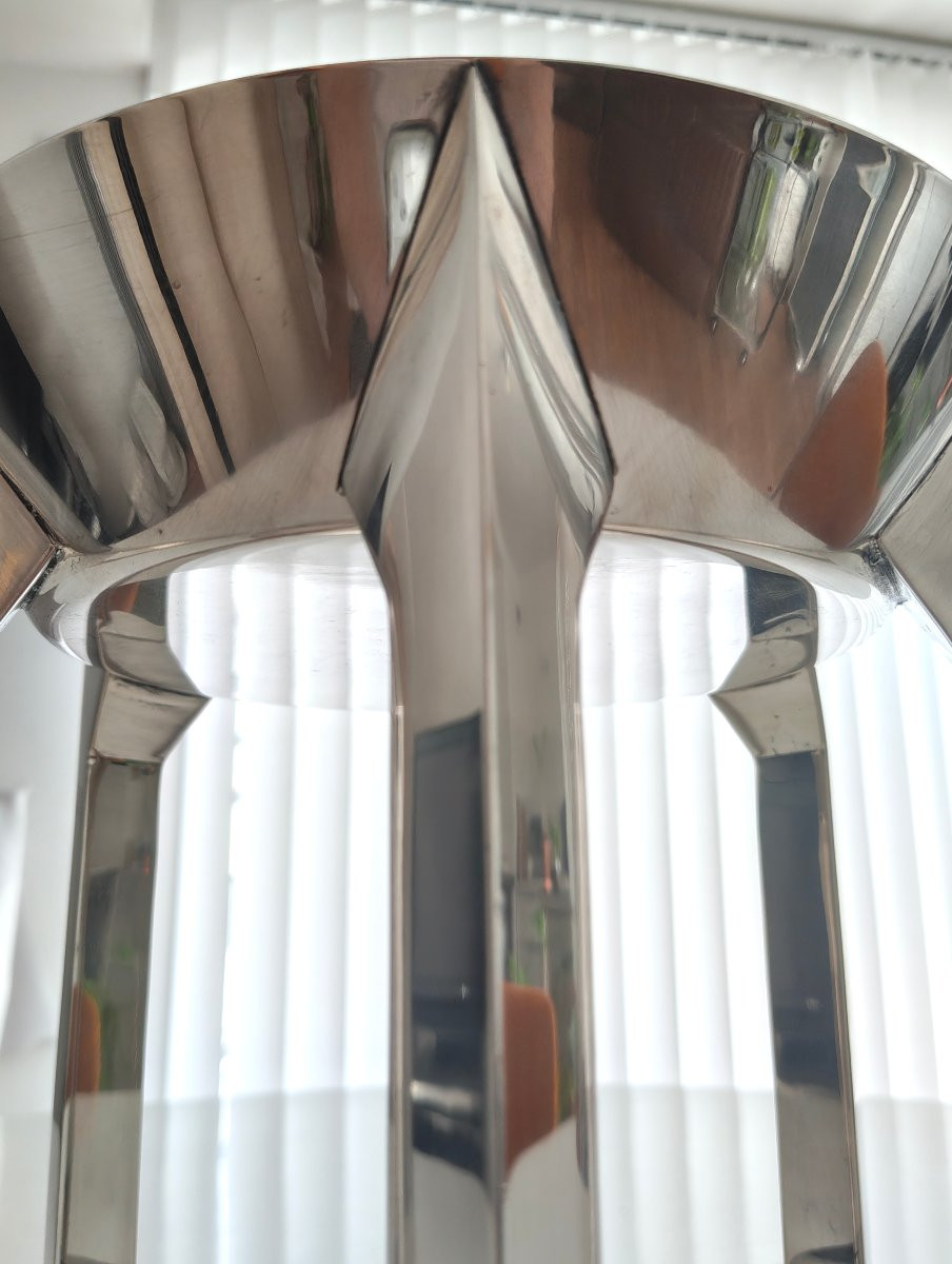Emilio Ambasz Modernist Centerpiece Circa 1990 In Silver-plated Metal-photo-2