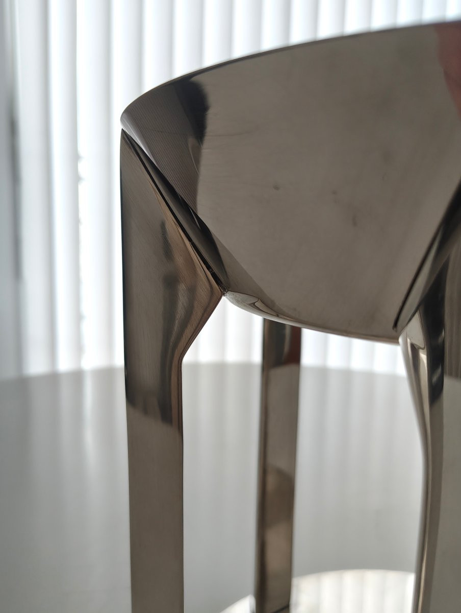 Emilio Ambasz Modernist Centerpiece Circa 1990 In Silver-plated Metal-photo-3