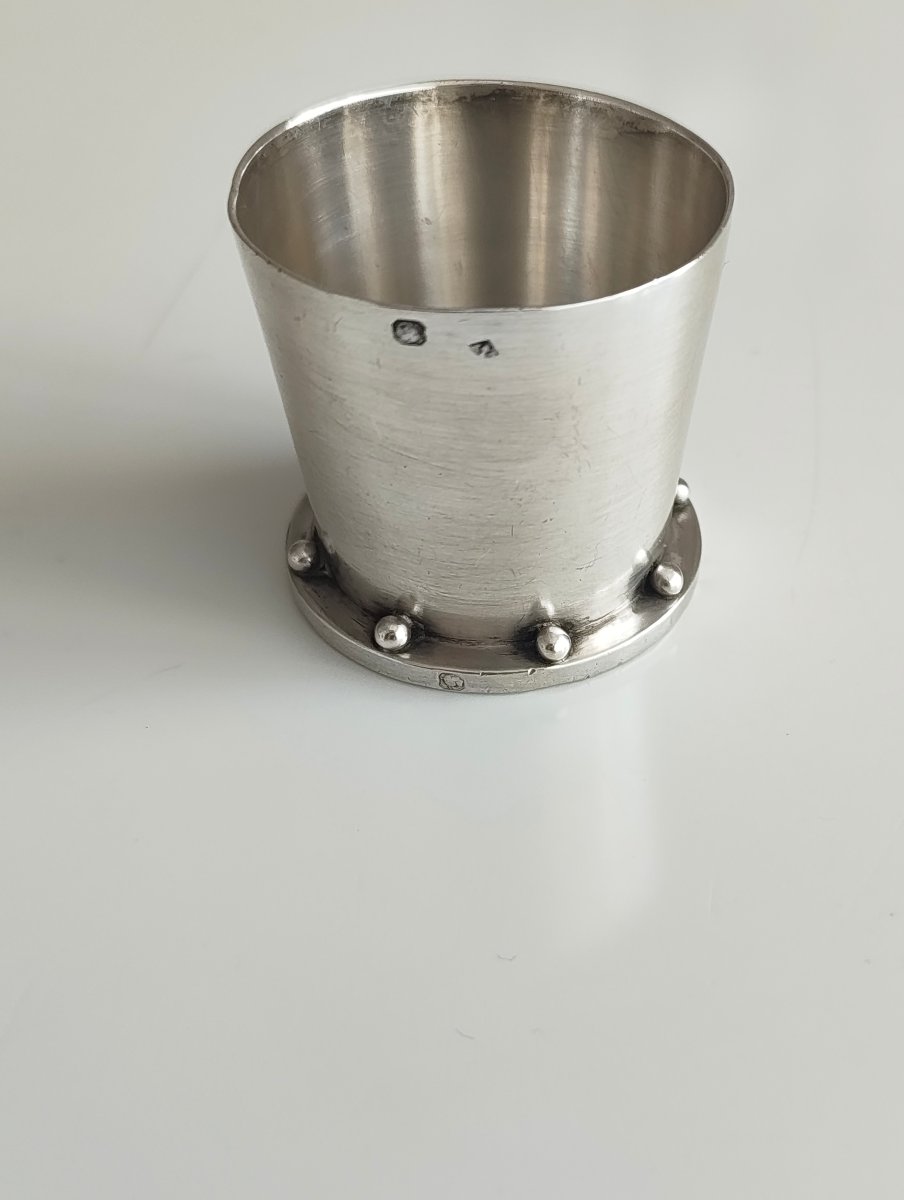 Jean E. Puiforcat, Modernist Egg Cup In Solid Silver, Minerve -photo-2