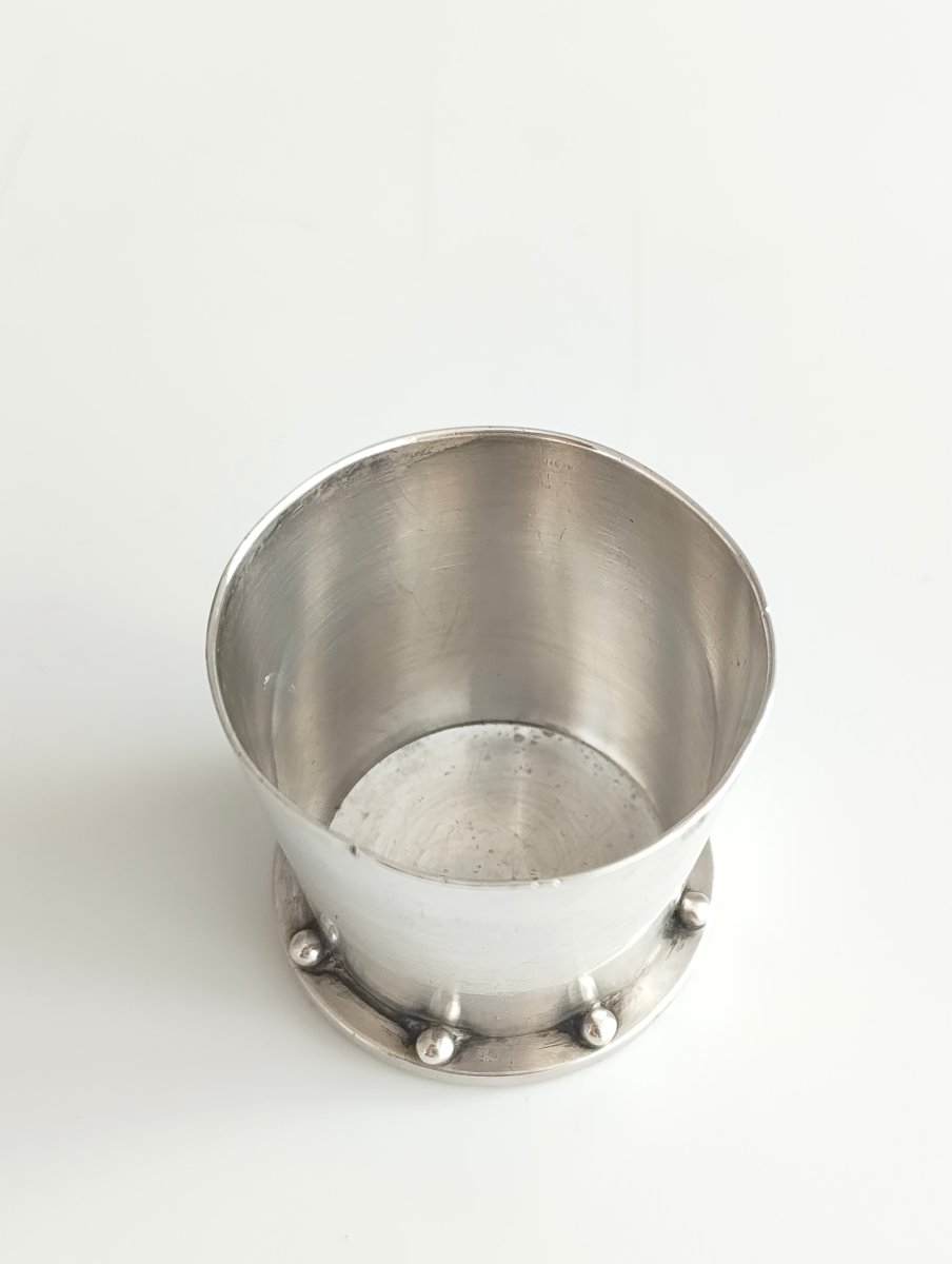 Jean E. Puiforcat, Modernist Egg Cup In Solid Silver, Minerve -photo-3