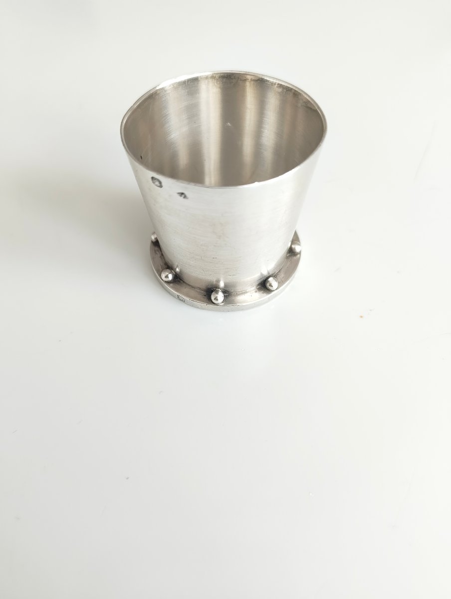 Jean E. Puiforcat, Modernist Egg Cup In Solid Silver, Minerve -photo-4