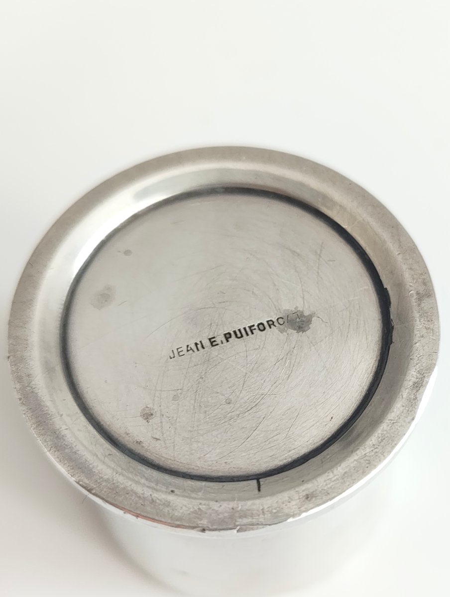Jean E. Puiforcat, Modernist Egg Cup In Solid Silver, Minerve -photo-1