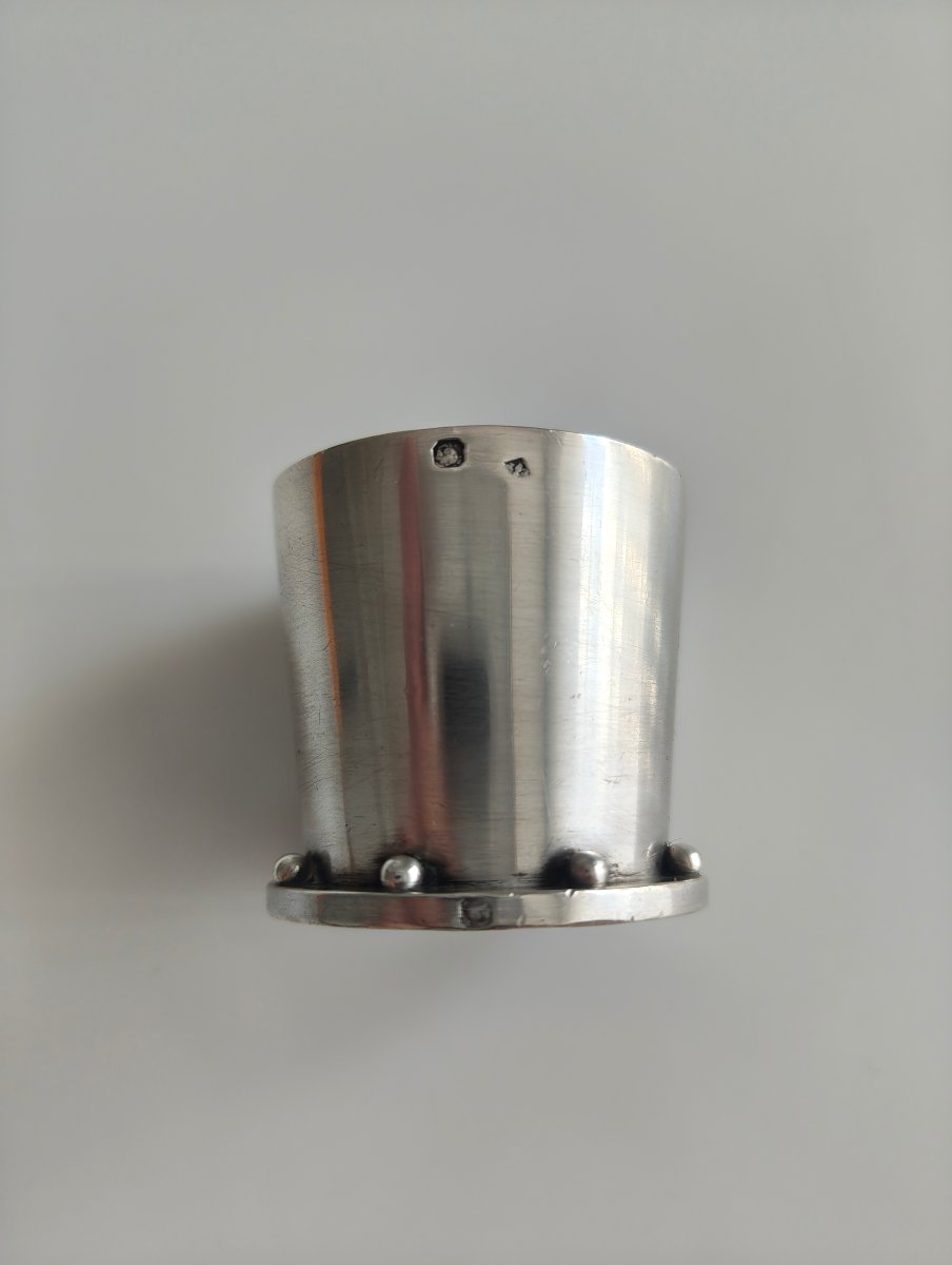 Jean E. Puiforcat, Modernist Egg Cup In Solid Silver, Minerve -photo-2