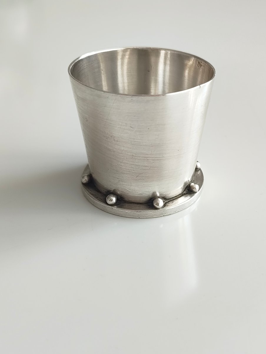 Jean E. Puiforcat, Modernist Egg Cup In Solid Silver, Minerve 