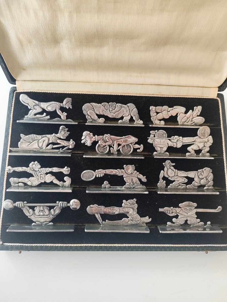 12 porte couteaux art deco , theme - le sport -photo-2