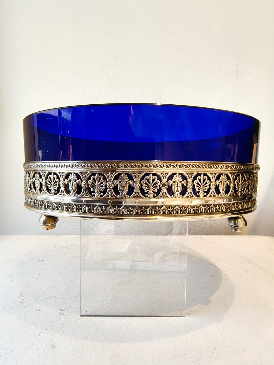 19th-century Crystal And Solid Silver Planter By Minerve Léon Lapar 