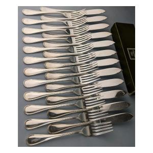 Christofle Albi 12 Fish Cutlery, 24 Pieces Christofle France 
