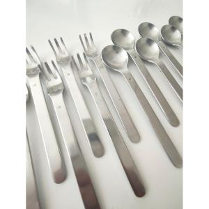 Roger Tallon Et Ravinet Denfert Modèle 3t De 1967 - Brushed Steel 12 Pieces