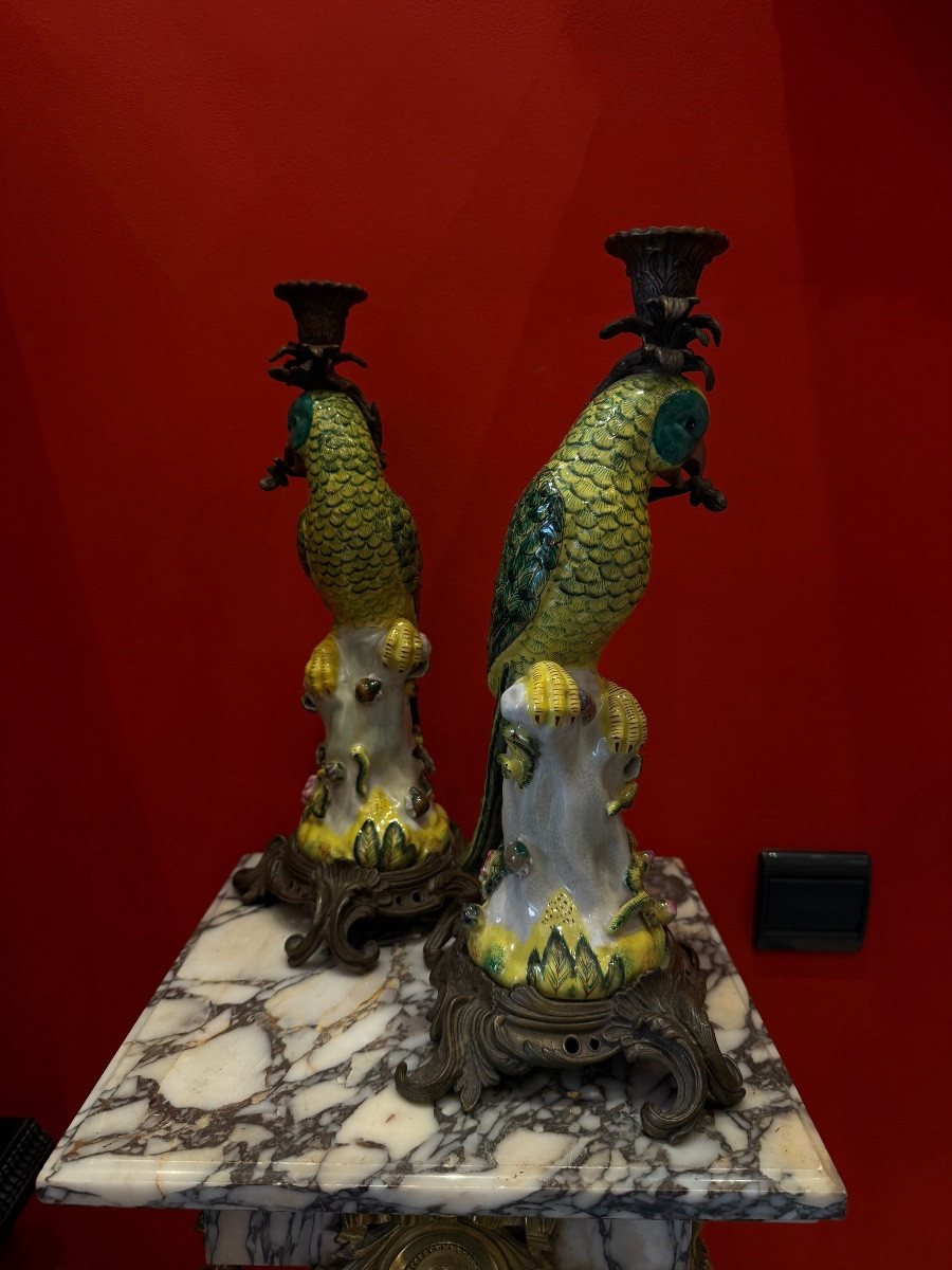Paire Bougeoirs Perroquet -photo-1