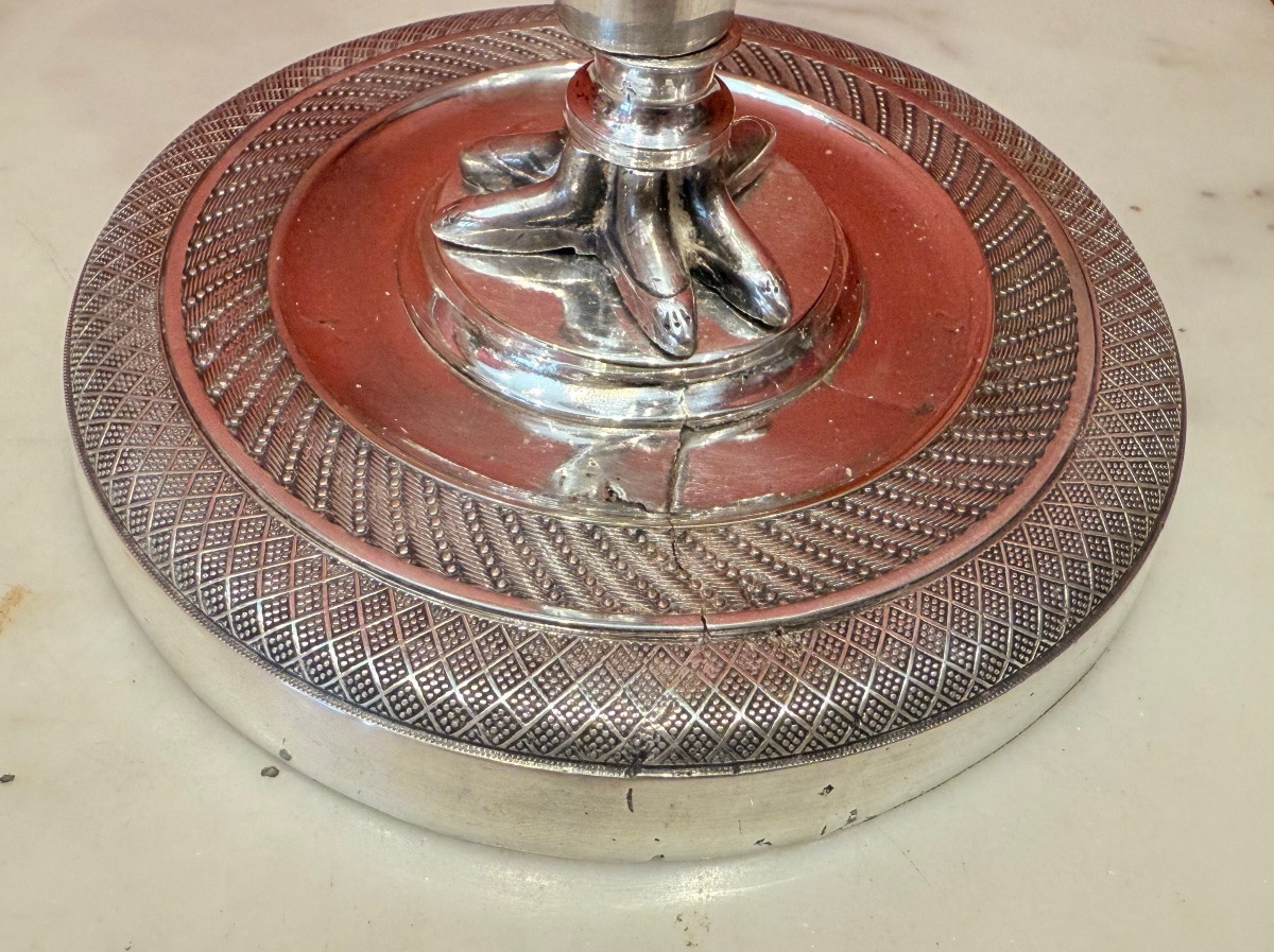 Paire flambeaux bronze argenté-photo-2
