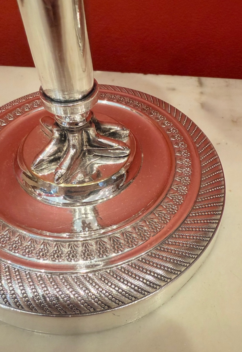 Paire flambeaux bronze argenté-photo-4