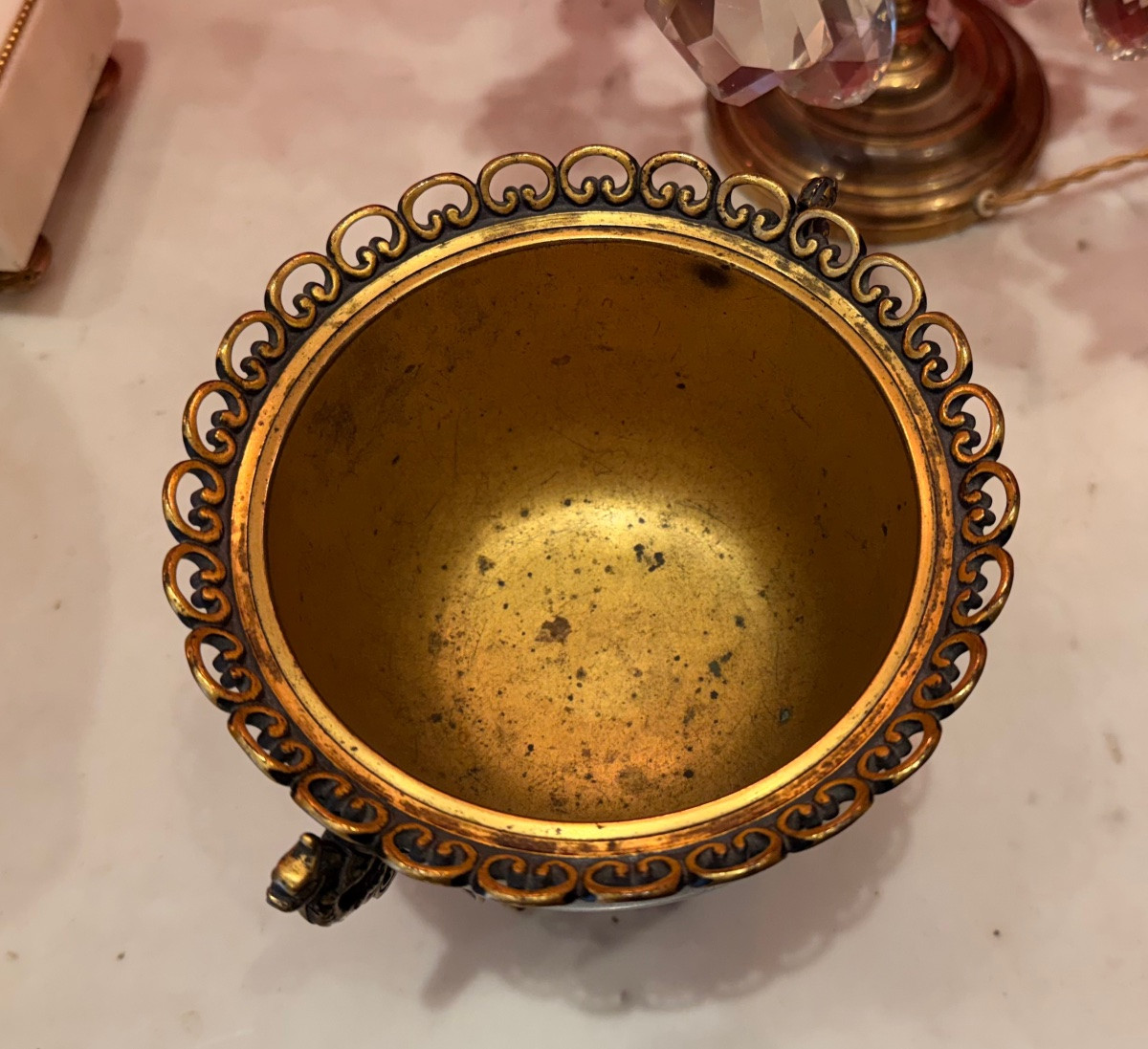 Small Barbedienne Cloisonné Enamel Bronze Plant Pot -photo-2