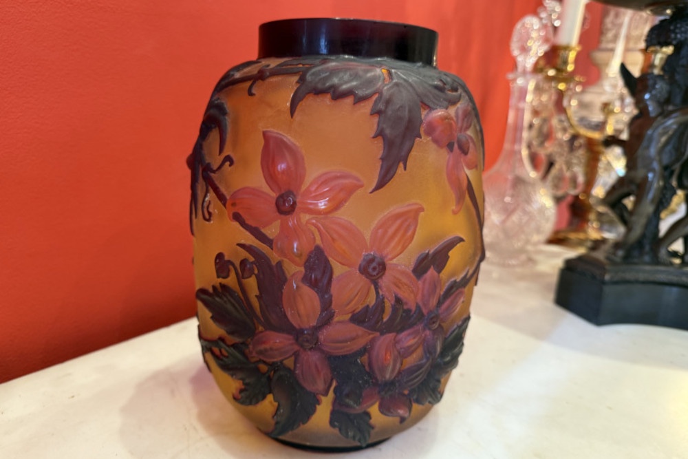 Rare 20th-century Blown-molded Gallé Vase 