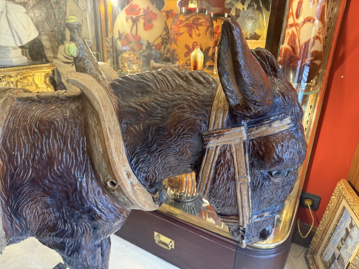 Âne terre cuite vernissée – Travail des années 1950-photo-2