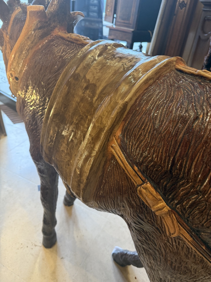 Âne terre cuite vernissée – Travail des années 1950-photo-4