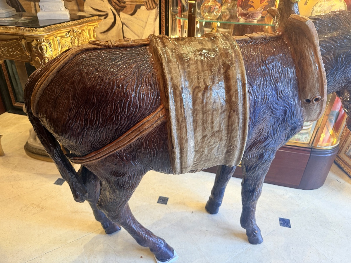 Âne terre cuite vernissée – Travail des années 1950-photo-1