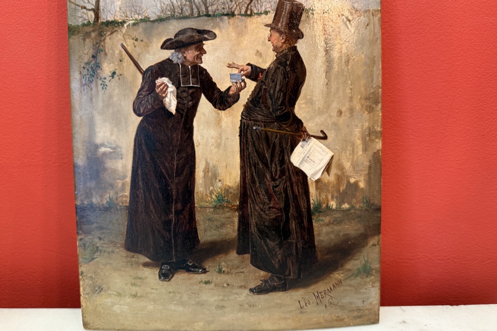 Leo Hermann (1853-1927), A bouts d'arguments,  huile sur bois,  1875-photo-2