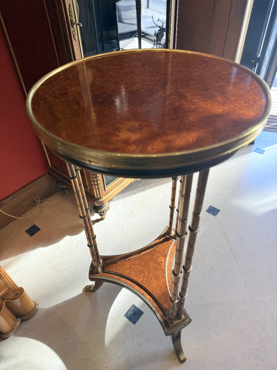 Cedar-veneered Pedestal Table, After A Model By Adam Weisweiler-photo-2